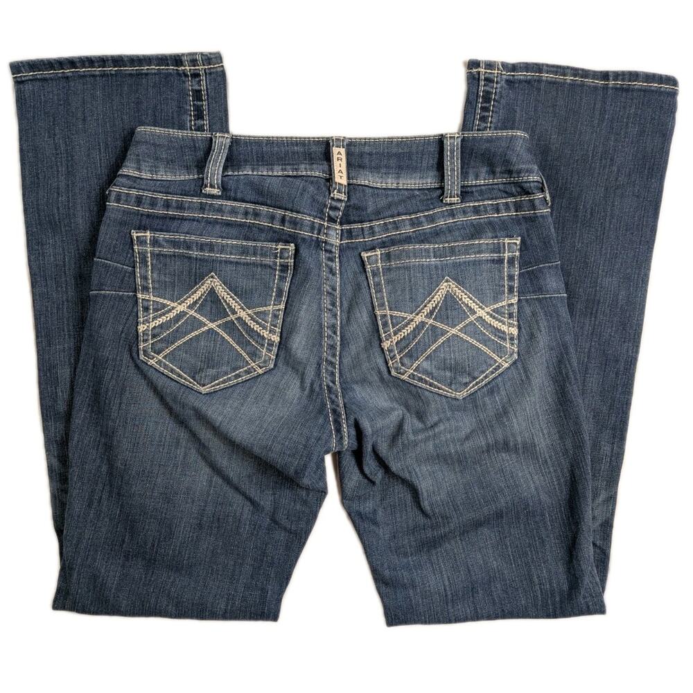 Ariat REAL Denim Jeans Womens 28S Blue Mid Rise Straight Western Rodeo (30x30.5)